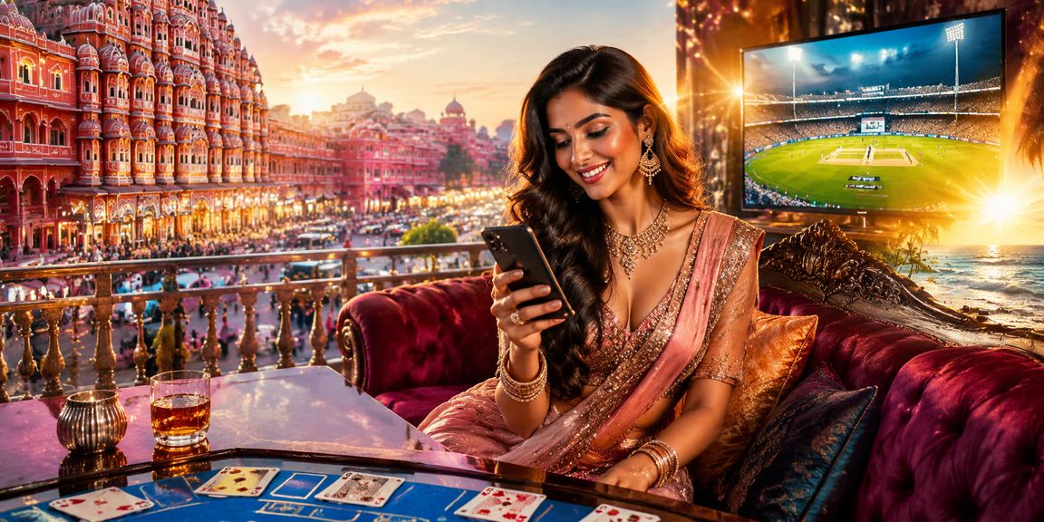 VIP player enjoying Andar Bahar in Jaipur with blue and gold ambience